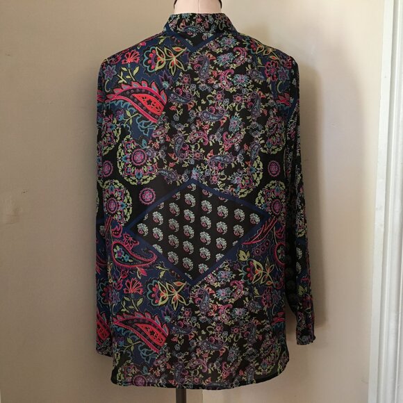 [White Stag] Sheer Paisley Button Down Shirt | See Measurements | Good - Picture 2 of 9